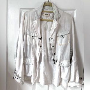 Jakett- Meryl Utility- Linen and Leather Lightweight Jacket. Size M